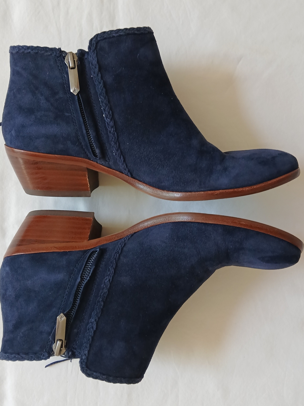 Sam Edelman Navy Suede Ankle Boots with Fringe